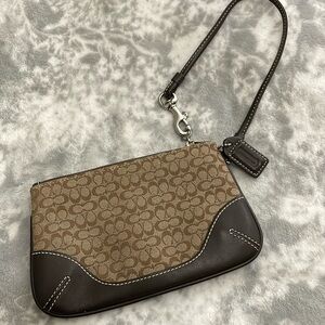 Coach Wristlet Signature Collection Logo Brown